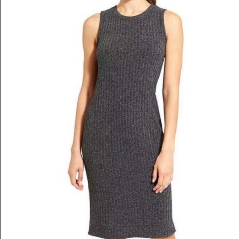 Athleta Rendezvous Sleeveless Crewneck Ribbed Knit Sweater Dress, Gray, Small